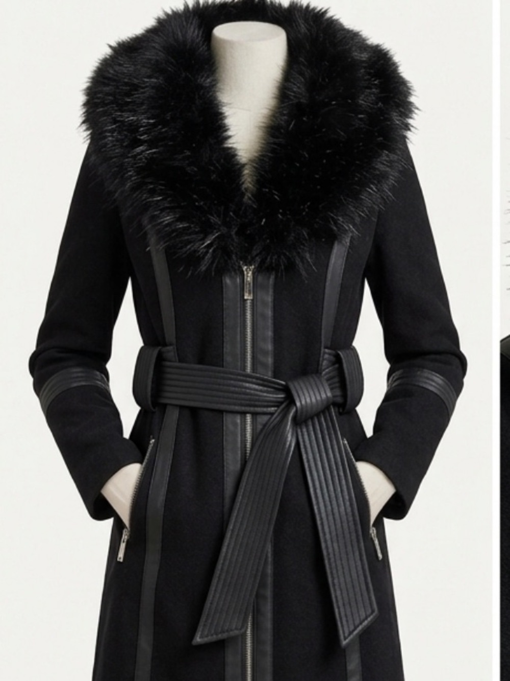 Guess Black Faux-Fur Coat